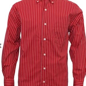Classic Red Striped Men's Button Down Shirt